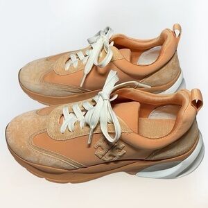 Tory Burch Peach Leather Sneakers in Size 10